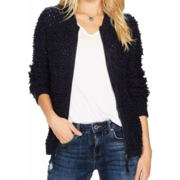 Lucky Brand Sweater Bomber, Navy, Size XS/S - Picture 2 of 5